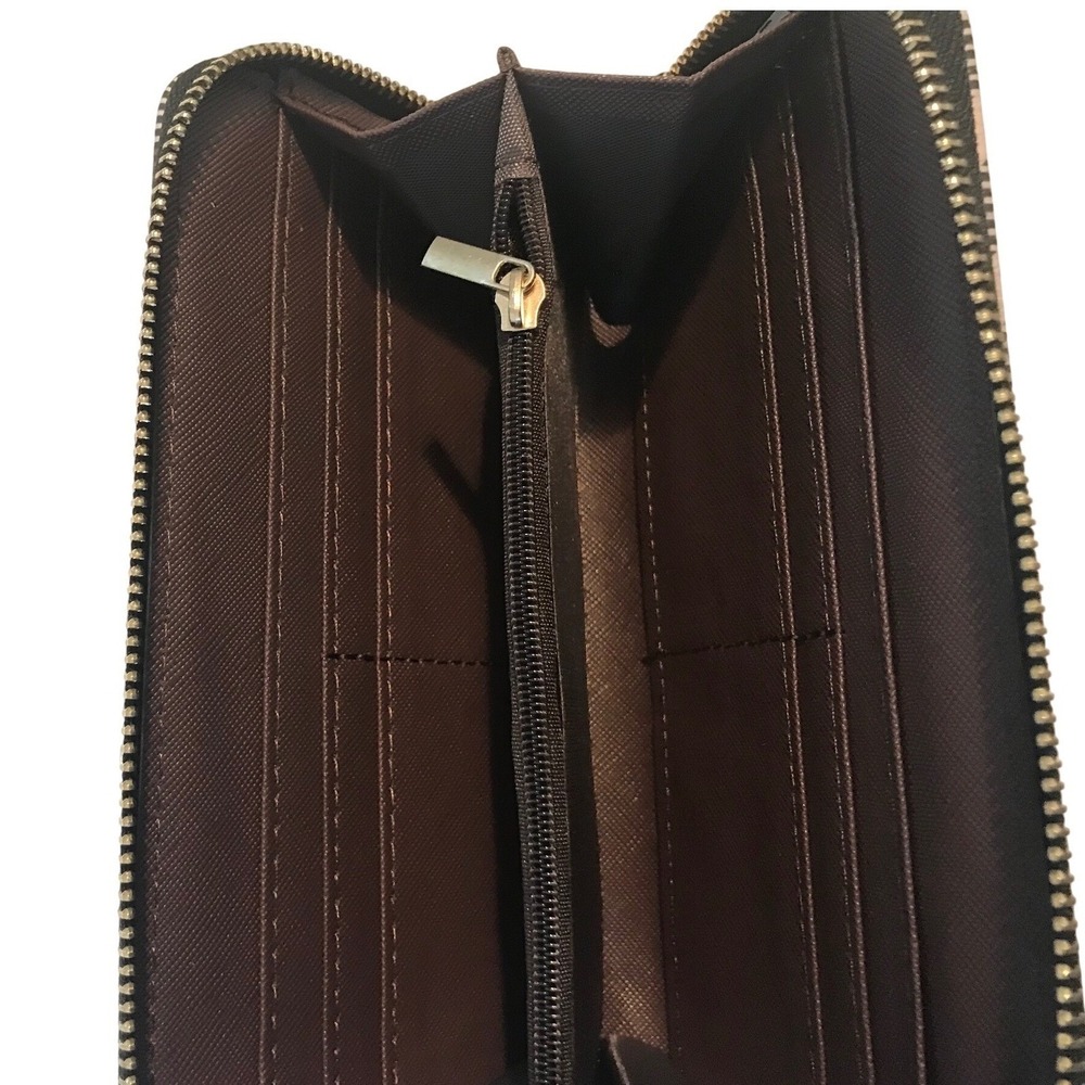 Geometric Plaid Zip Around Clutch - Picture 3 of 9